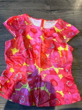 LOFT Pink & Yellow Floral Sleeveless Top